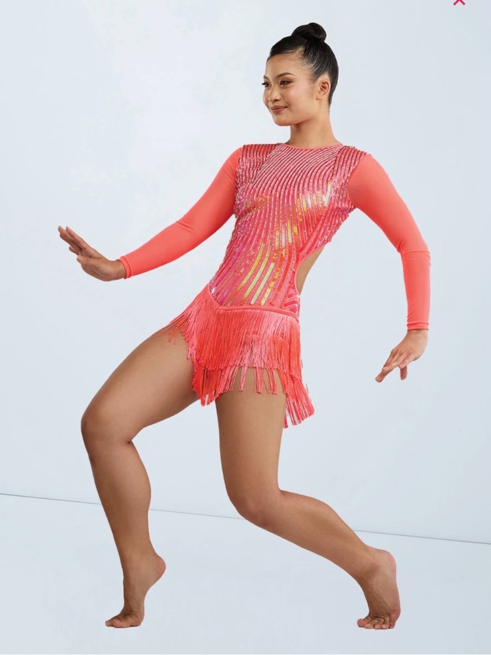 Weissman “Von Dutch” Adult Small tangerine sequin/fringe jazz costume